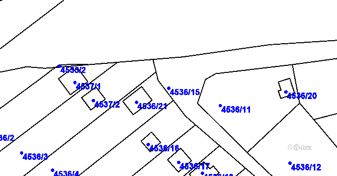 Parcela st. 4536/15 v KÚ Velké Meziříčí, Katastrální mapa