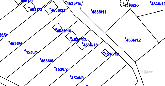 Parcela st. 4536/18 v KÚ Velké Meziříčí, Katastrální mapa