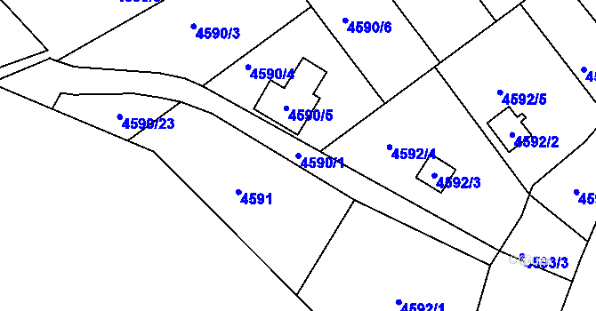Parcela st. 4590/1 v KÚ Velké Meziříčí, Katastrální mapa