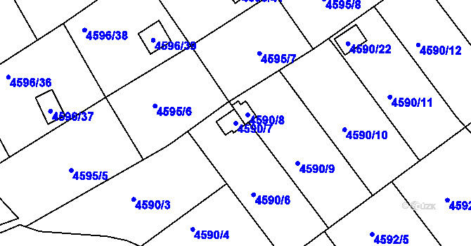 Parcela st. 4590/7 v KÚ Velké Meziříčí, Katastrální mapa