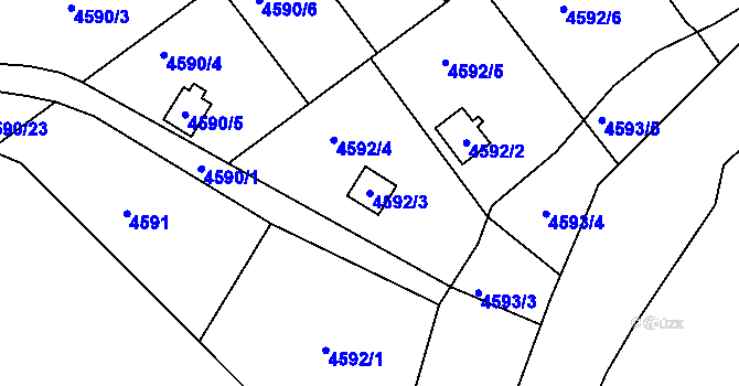 Parcela st. 4592/3 v KÚ Velké Meziříčí, Katastrální mapa