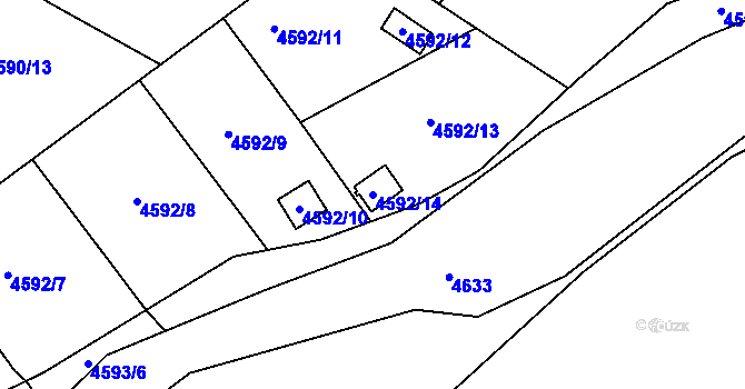 Parcela st. 4592/14 v KÚ Velké Meziříčí, Katastrální mapa