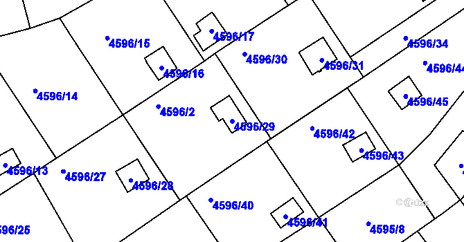 Parcela st. 4596/29 v KÚ Velké Meziříčí, Katastrální mapa