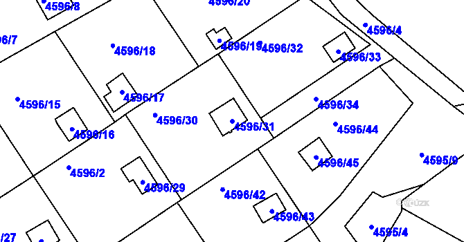 Parcela st. 4596/31 v KÚ Velké Meziříčí, Katastrální mapa
