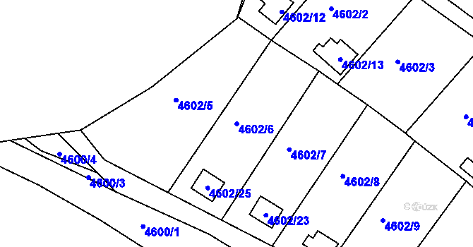 Parcela st. 4602/6 v KÚ Velké Meziříčí, Katastrální mapa