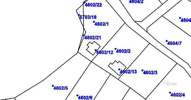 Parcela st. 4602/12 v KÚ Velké Meziříčí, Katastrální mapa