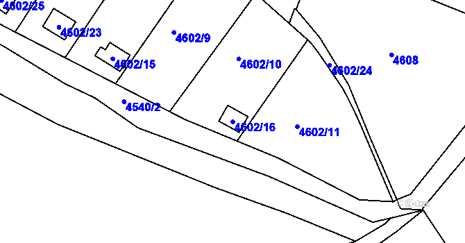Parcela st. 4602/16 v KÚ Velké Meziříčí, Katastrální mapa