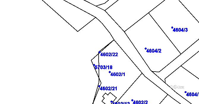 Parcela st. 4602/22 v KÚ Velké Meziříčí, Katastrální mapa