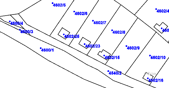 Parcela st. 4602/23 v KÚ Velké Meziříčí, Katastrální mapa