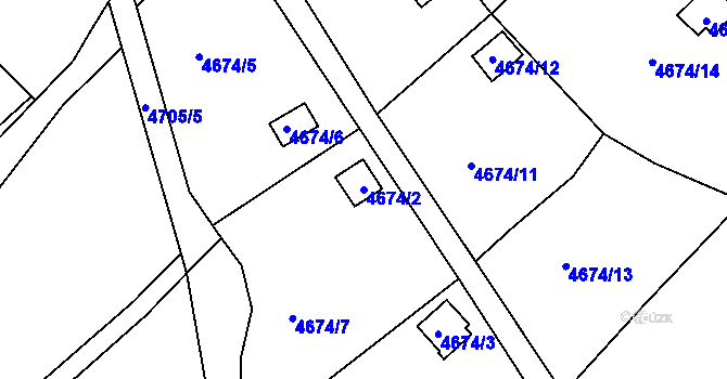 Parcela st. 4674/2 v KÚ Velké Meziříčí, Katastrální mapa