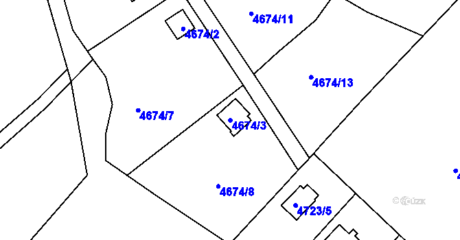 Parcela st. 4674/3 v KÚ Velké Meziříčí, Katastrální mapa