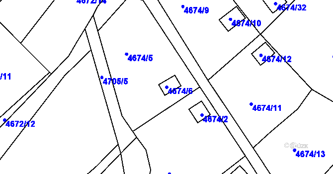 Parcela st. 4674/6 v KÚ Velké Meziříčí, Katastrální mapa