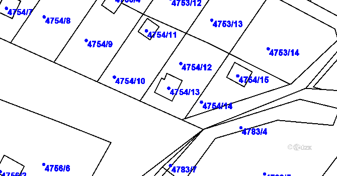 Parcela st. 4754/13 v KÚ Velké Meziříčí, Katastrální mapa