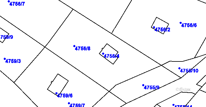 Parcela st. 4756/4 v KÚ Velké Meziříčí, Katastrální mapa