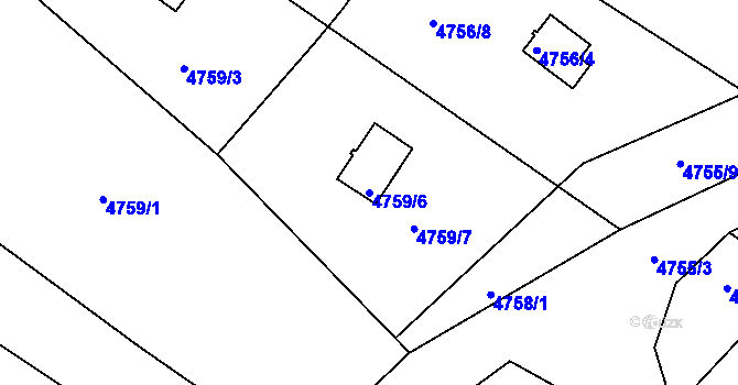 Parcela st. 4759/6 v KÚ Velké Meziříčí, Katastrální mapa
