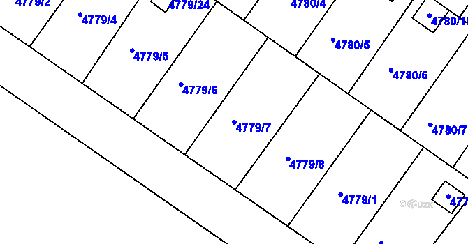Parcela st. 4779/7 v KÚ Velké Meziříčí, Katastrální mapa