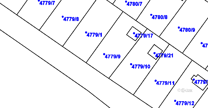 Parcela st. 4779/9 v KÚ Velké Meziříčí, Katastrální mapa
