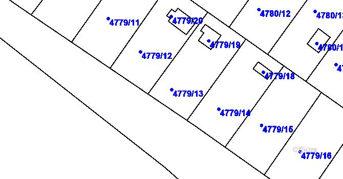 Parcela st. 4779/13 v KÚ Velké Meziříčí, Katastrální mapa