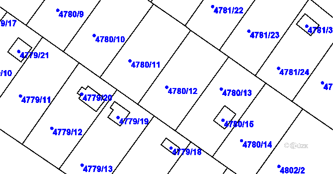 Parcela st. 4780/12 v KÚ Velké Meziříčí, Katastrální mapa