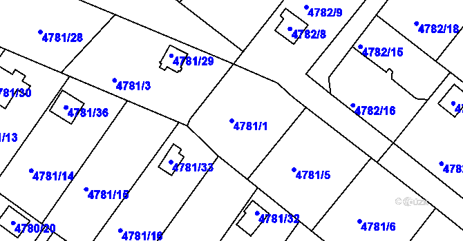 Parcela st. 4781/1 v KÚ Velké Meziříčí, Katastrální mapa
