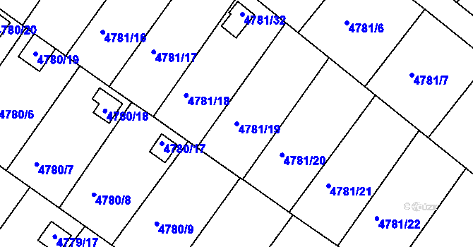 Parcela st. 4781/19 v KÚ Velké Meziříčí, Katastrální mapa