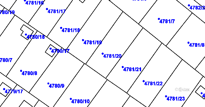 Parcela st. 4781/20 v KÚ Velké Meziříčí, Katastrální mapa