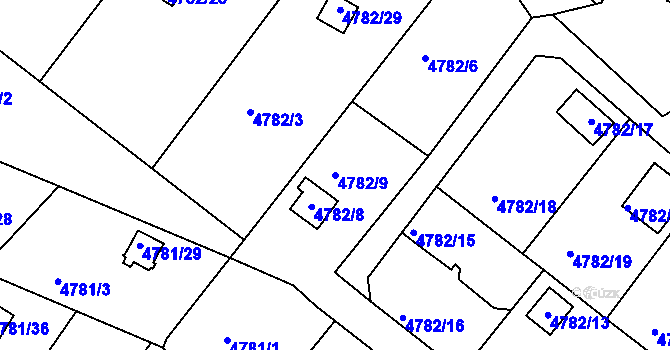 Parcela st. 4782/9 v KÚ Velké Meziříčí, Katastrální mapa