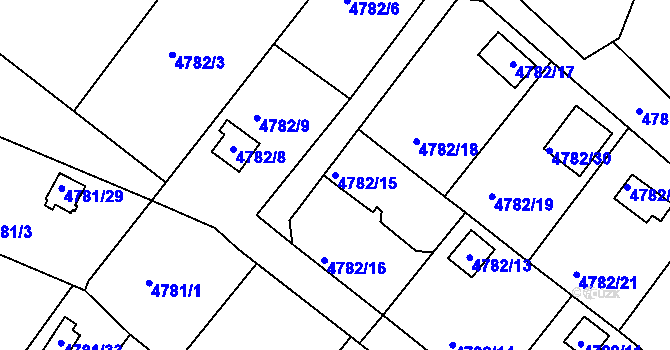 Parcela st. 4782/15 v KÚ Velké Meziříčí, Katastrální mapa