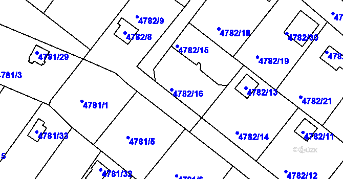 Parcela st. 4782/16 v KÚ Velké Meziříčí, Katastrální mapa