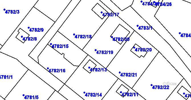 Parcela st. 4782/19 v KÚ Velké Meziříčí, Katastrální mapa