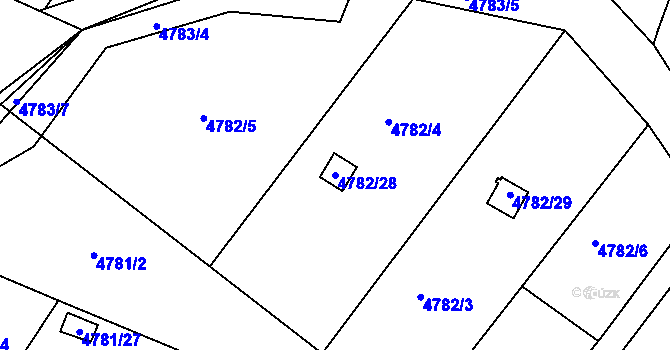 Parcela st. 4782/28 v KÚ Velké Meziříčí, Katastrální mapa