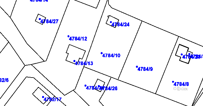 Parcela st. 4784/10 v KÚ Velké Meziříčí, Katastrální mapa