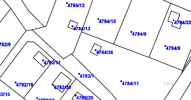 Parcela st. 4784/26 v KÚ Velké Meziříčí, Katastrální mapa