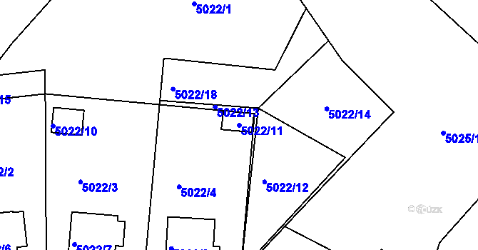 Parcela st. 5022/11 v KÚ Velké Meziříčí, Katastrální mapa