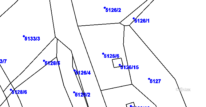 Parcela st. 5126/6 v KÚ Velké Meziříčí, Katastrální mapa