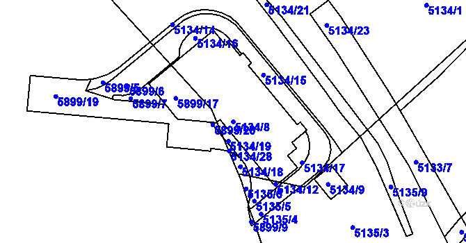 Parcela st. 5134/8 v KÚ Velké Meziříčí, Katastrální mapa