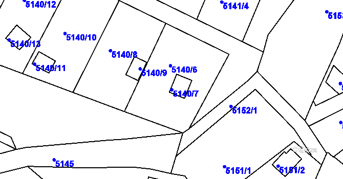 Parcela st. 5140/7 v KÚ Velké Meziříčí, Katastrální mapa