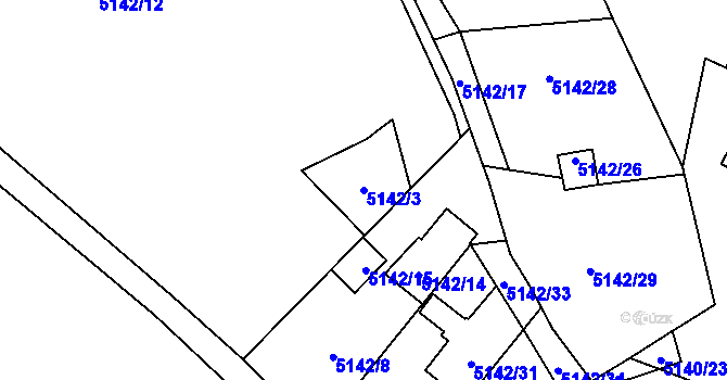 Parcela st. 5142/3 v KÚ Velké Meziříčí, Katastrální mapa