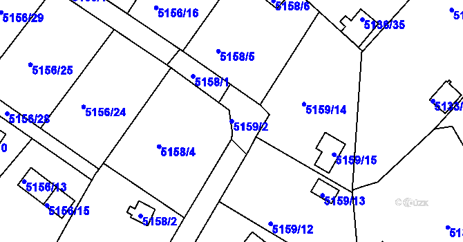 Parcela st. 5159/2 v KÚ Velké Meziříčí, Katastrální mapa