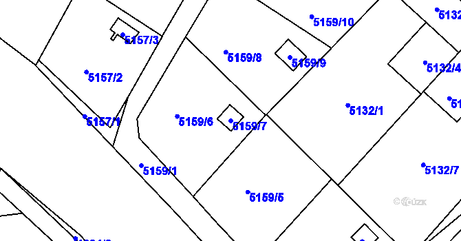 Parcela st. 5159/7 v KÚ Velké Meziříčí, Katastrální mapa