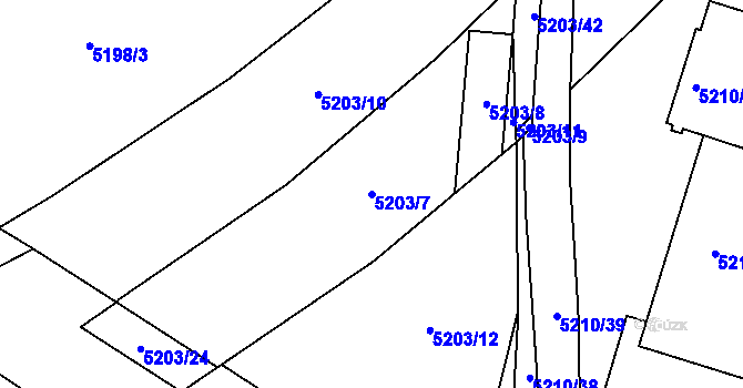 Parcela st. 5203/7 v KÚ Velké Meziříčí, Katastrální mapa