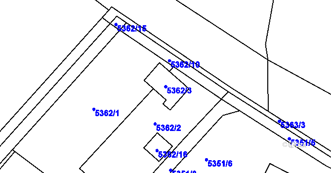 Parcela st. 5362/3 v KÚ Velké Meziříčí, Katastrální mapa