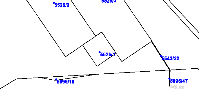 Parcela st. 5526/1 v KÚ Velké Meziříčí, Katastrální mapa