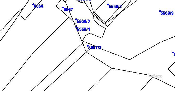 Parcela st. 5567/2 v KÚ Velké Meziříčí, Katastrální mapa