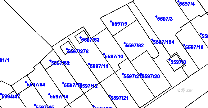 Parcela st. 5597/10 v KÚ Velké Meziříčí, Katastrální mapa