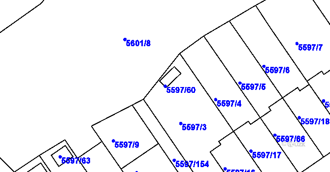Parcela st. 5597/60 v KÚ Velké Meziříčí, Katastrální mapa