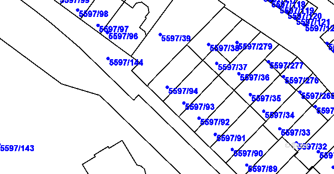 Parcela st. 5597/94 v KÚ Velké Meziříčí, Katastrální mapa
