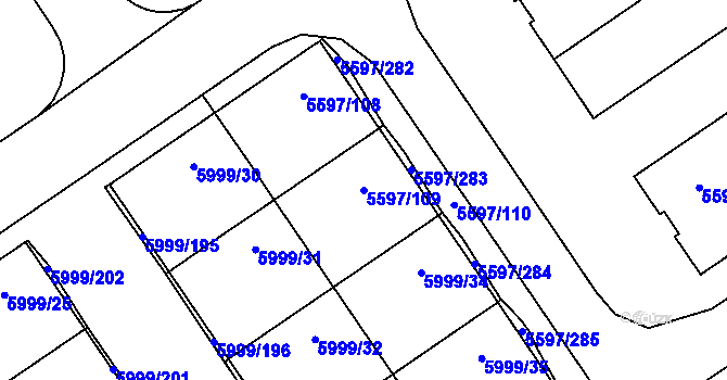 Parcela st. 5597/109 v KÚ Velké Meziříčí, Katastrální mapa