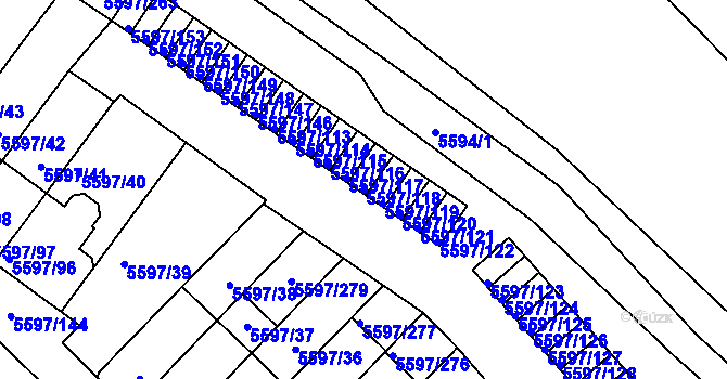 Parcela st. 5597/118 v KÚ Velké Meziříčí, Katastrální mapa