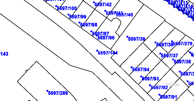 Parcela st. 5597/144 v KÚ Velké Meziříčí, Katastrální mapa